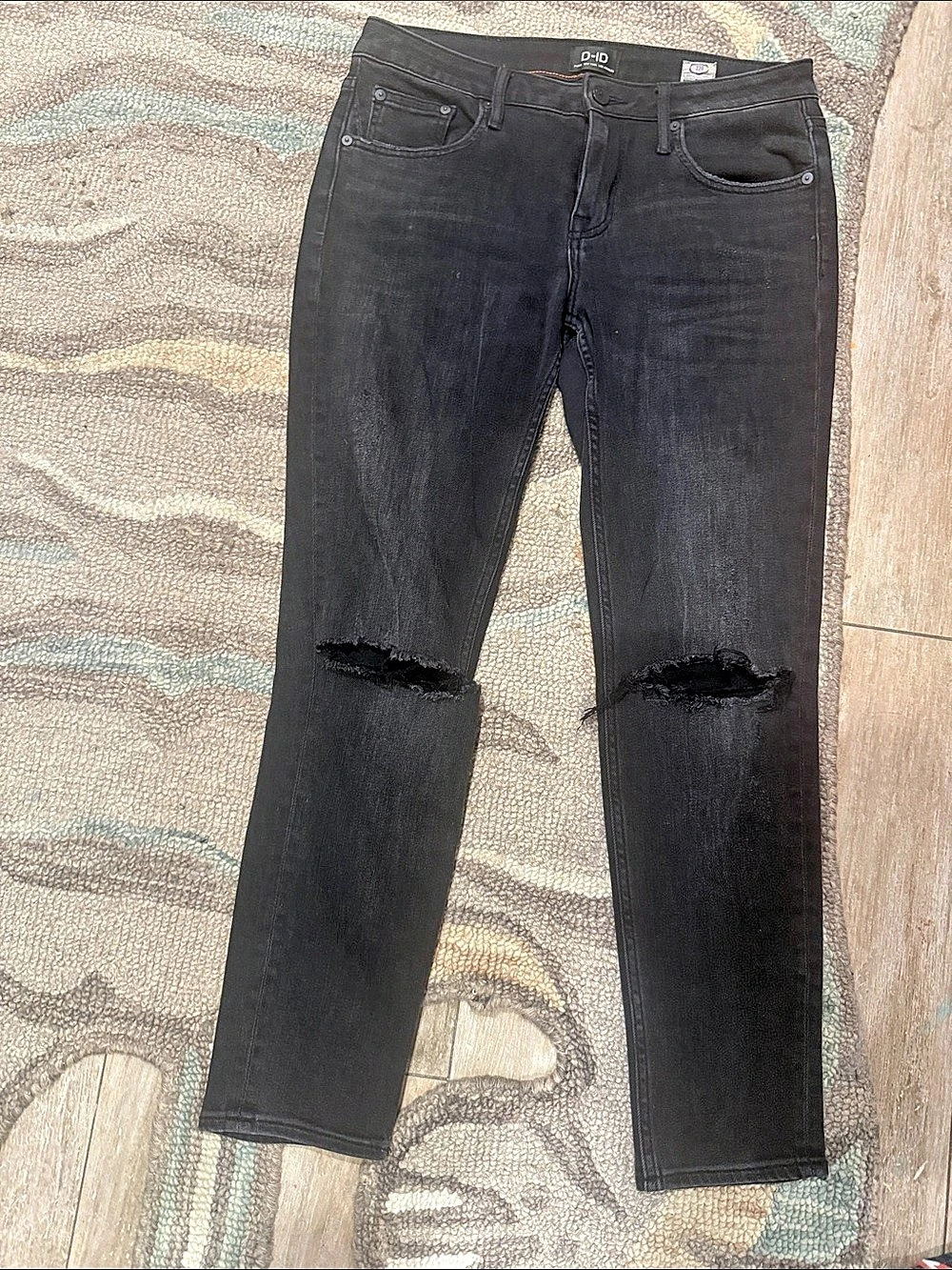 D-ID  Slimmy Distressed Black Skinny Jeans Waist 31